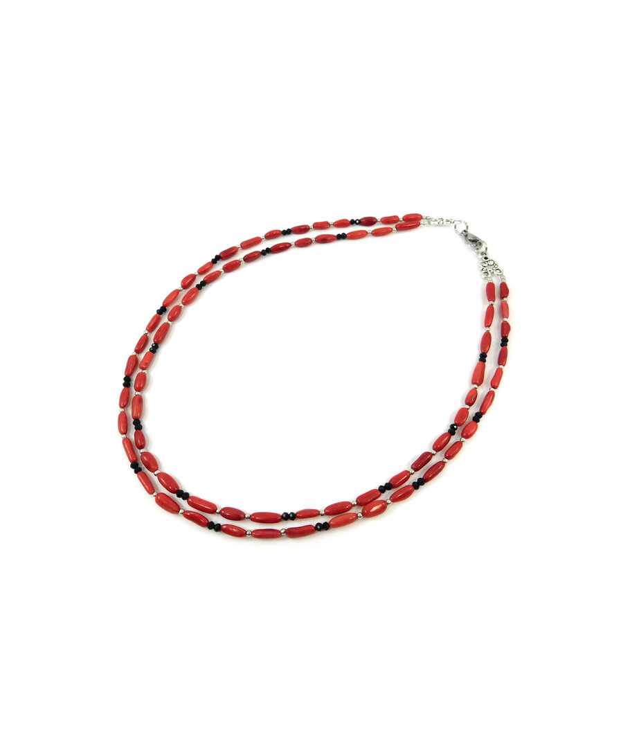 Exclusive necklace "Slavyana" Coral rice, 2 rows