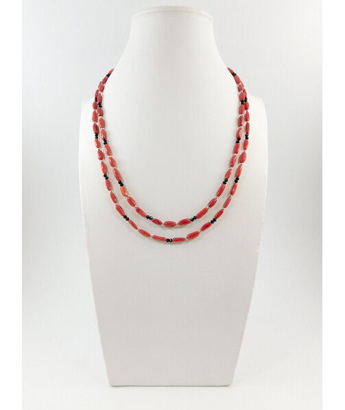 Exclusive necklace "Slavyana" Coral rice, 2 rows