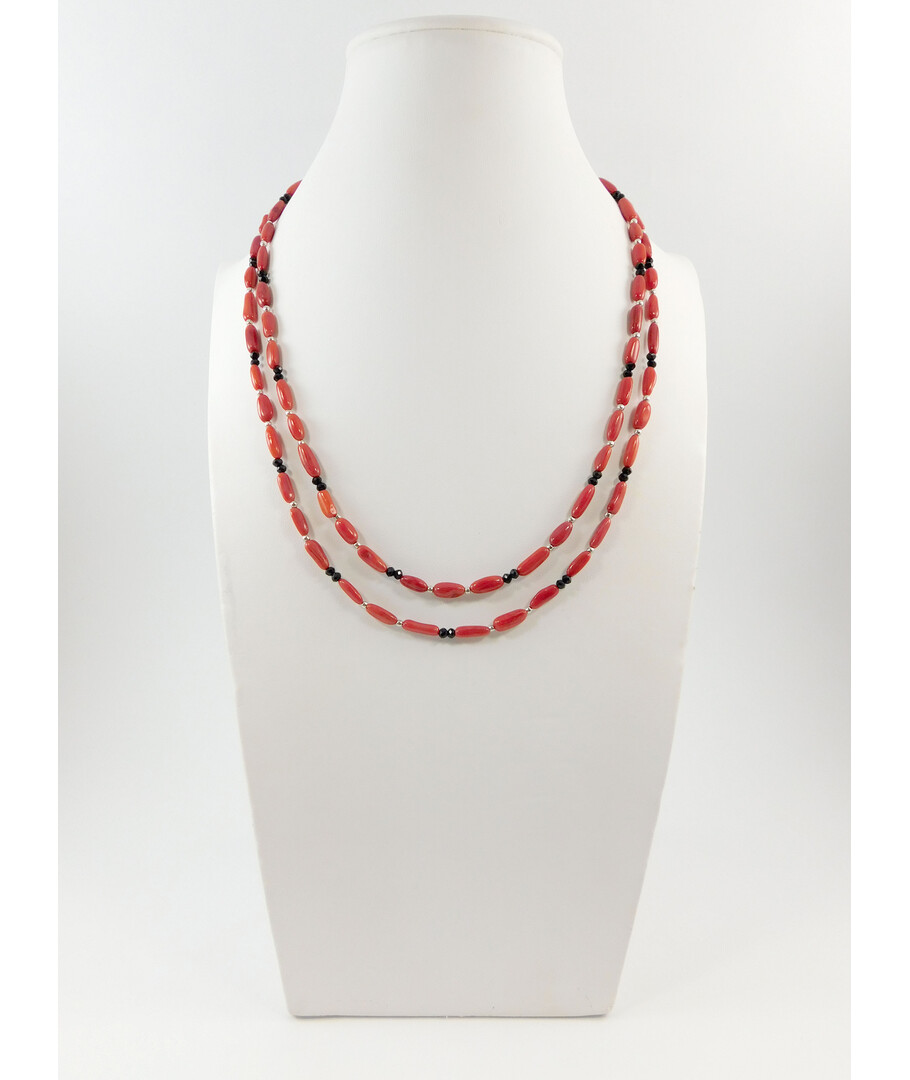 Exclusive necklace "Slavyana" Coral rice, 2 rows