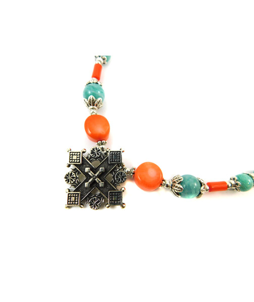 Exclusive necklace "Taisa" Coral, Amazonite