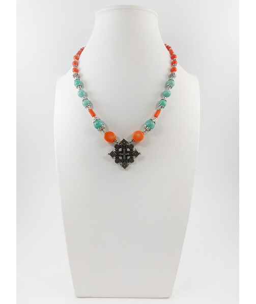 Exclusive necklace "Taisa" Coral, Amazonite