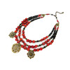 Exclusive necklace &quot;Barva&quot; Coral, Agate rondel, 3 rows