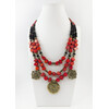 Exclusive necklace &quot;Barva&quot; Coral, Agate rondel, 3 rows