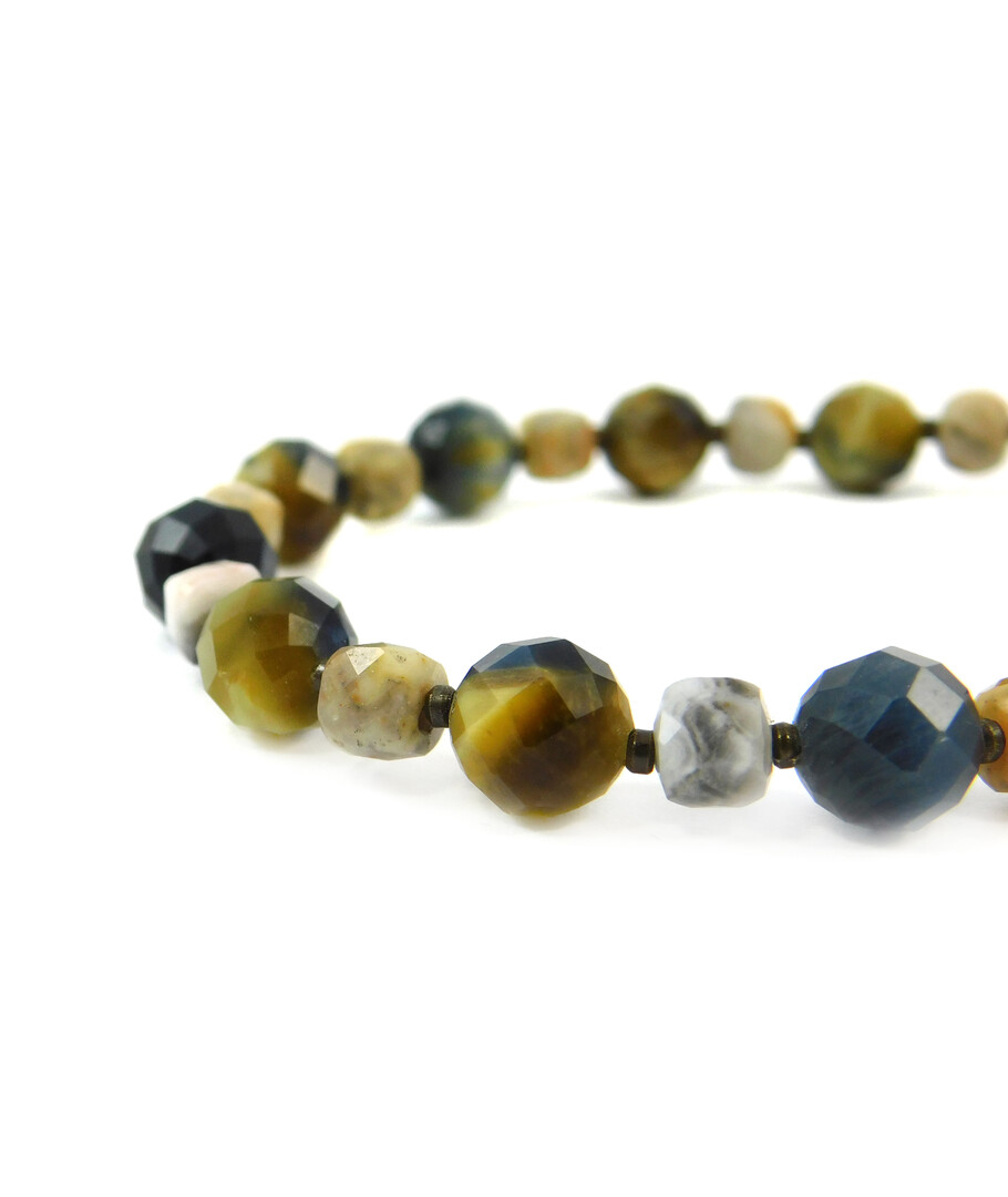 Exclusive bracelet "Tiger cube" Tiger's eye facet, Agate cube facet