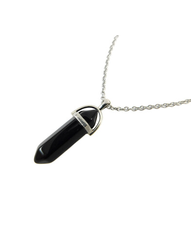 Agate black crystal pendant