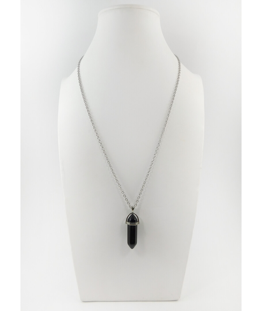 Agate black crystal pendant