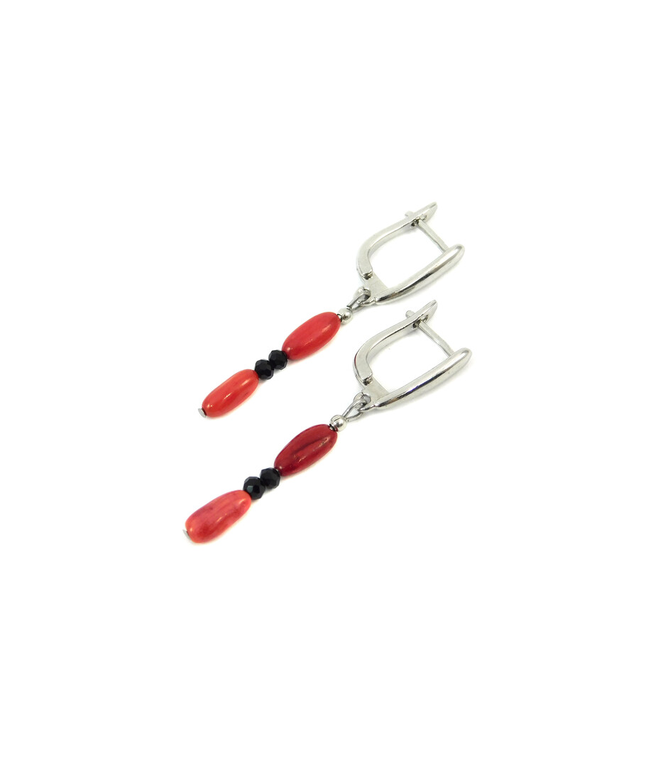 Exclusive earrings "Slovyana" Coral fig