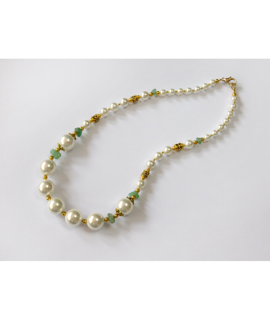 Exclusive necklace "Gold of the seas" Majorca, jade crumb