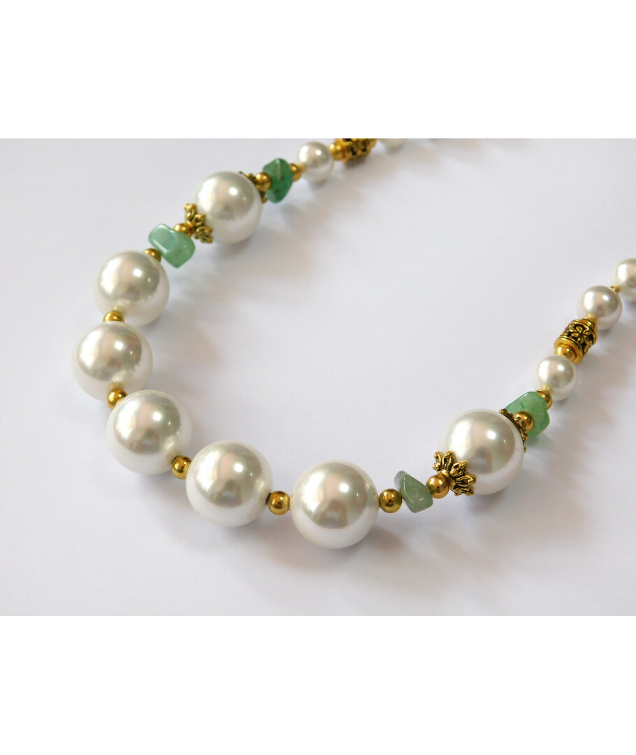 Exclusive necklace "Gold of the seas" Majorca, jade crumb