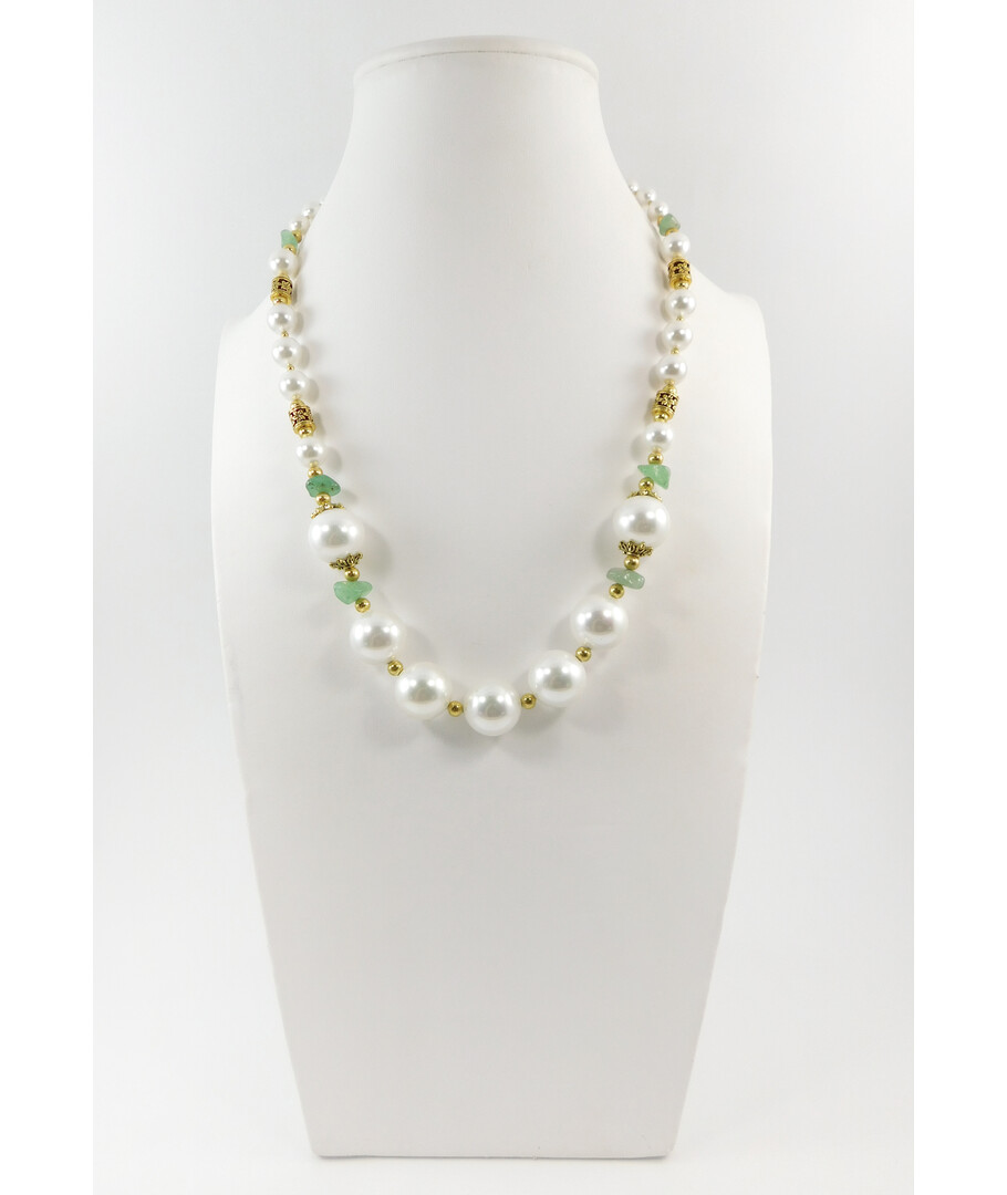 Exclusive necklace "Gold of the seas" Majorca, jade crumb