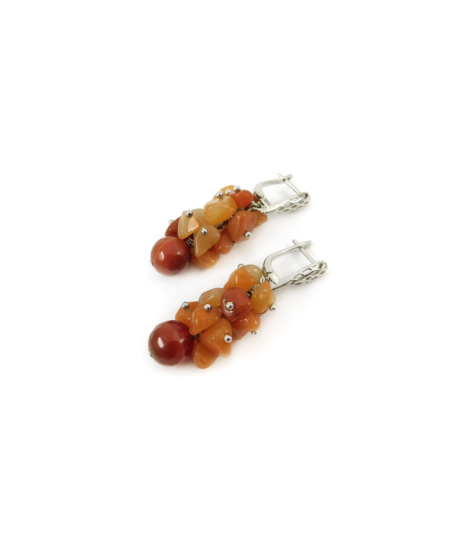 Exclusive earrings "Suzy" Carnelian face, crumb