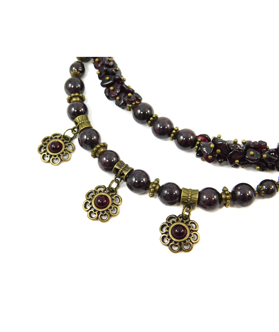 Exclusive necklace "Prima donna" Pomegranate, crumb, 2 rows