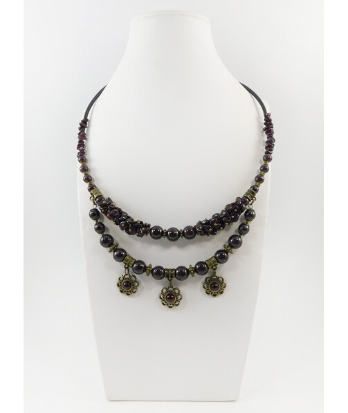 Exclusive necklace "Prima donna" Pomegranate, crumb, 2 rows