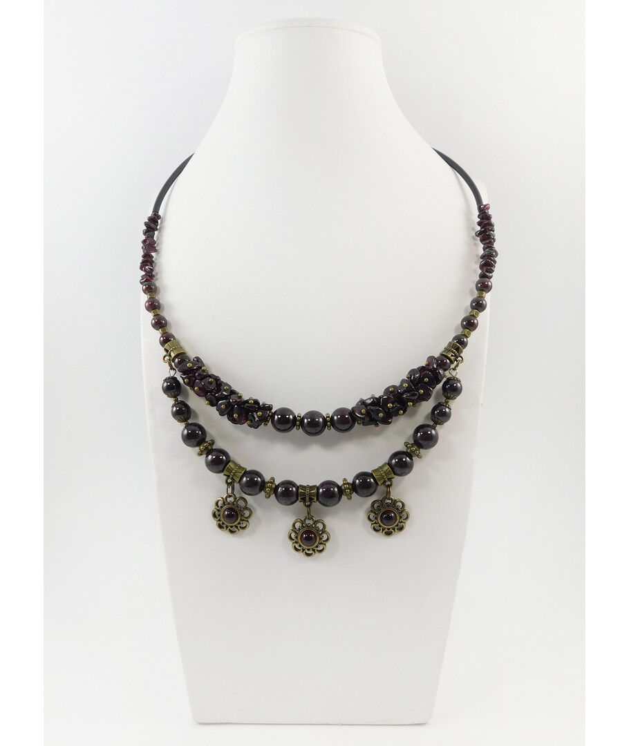 Exclusive necklace "Prima donna" Pomegranate, crumb, 2 rows