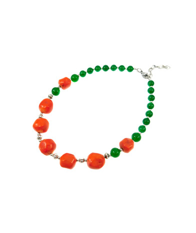 Exclusive necklace "Sviatoslav" Coral galtovka, chrysoprase