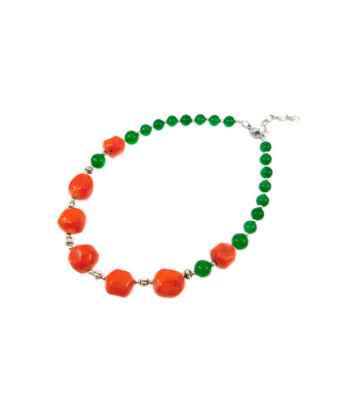 Exclusive necklace "Sviatoslav" Coral galtovka, chrysoprase