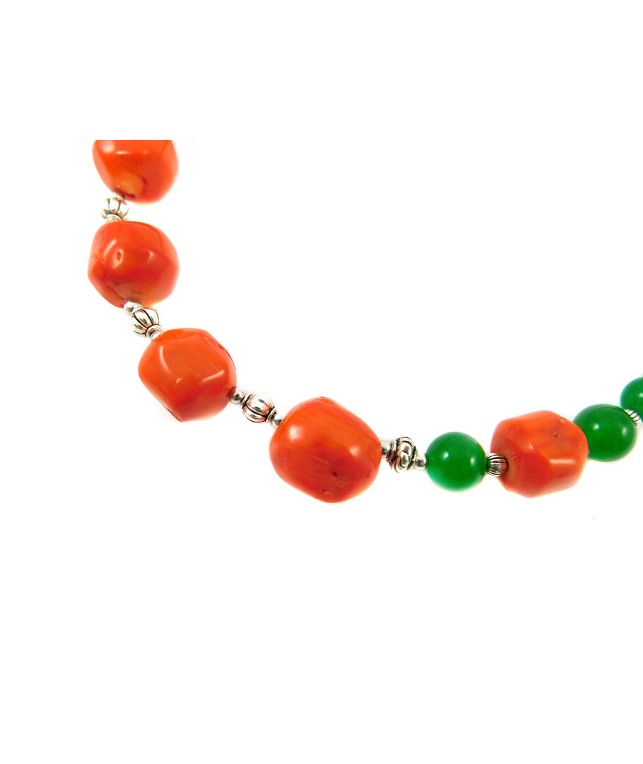 Exclusive necklace "Sviatoslav" Coral galtovka, chrysoprase