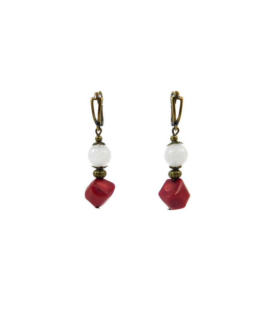 Exclusive earrings "Manuella" Coral, Adular