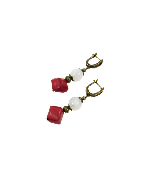 Exclusive earrings "Manuella" Coral, Adular