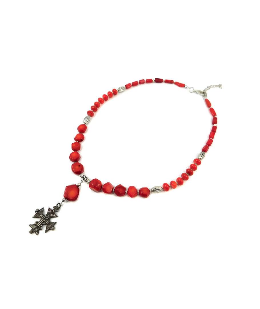 Exclusive necklace "Rizari" Coral galotvka, rondel