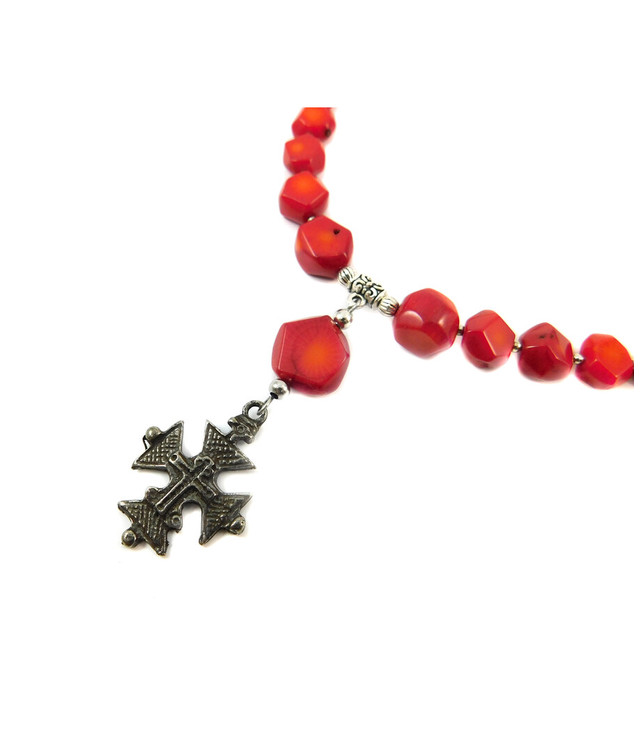 Exclusive necklace "Rizari" Coral galotvka, rondel