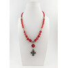 Exclusive necklace &quot;Rizari&quot; Coral galotvka, rondel