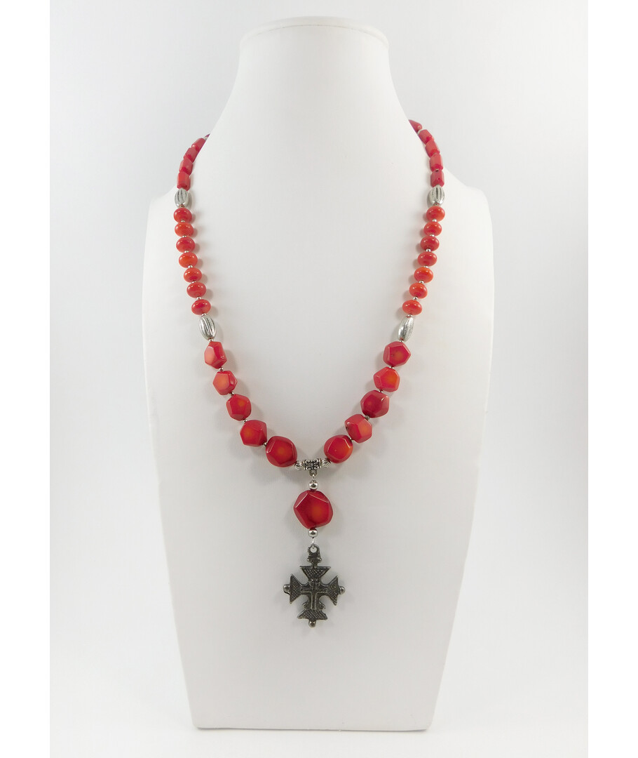 Exclusive necklace "Rizari" Coral galotvka, rondel