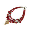 Exclusive necklace &quot;Manuella&quot; Coral, Adular, 3 rows