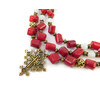 Exclusive necklace &quot;Manuella&quot; Coral, Adular, 3 rows