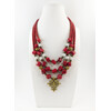 Exclusive necklace &quot;Manuella&quot; Coral, Adular, 3 rows