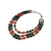 Exclusive necklace &quot;Ezaria&quot; Agate, Coral rondel, 3 rows