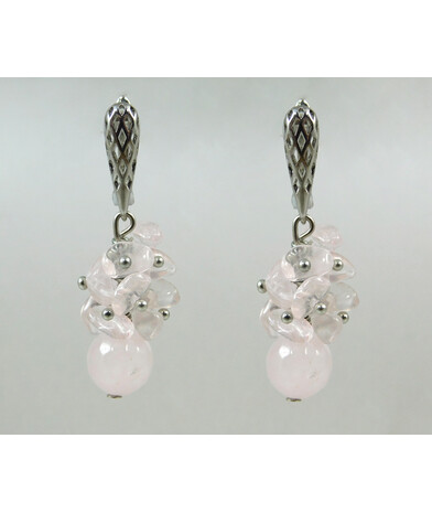 Exclusive earrings "Suzy" Rose quartz face, crumb