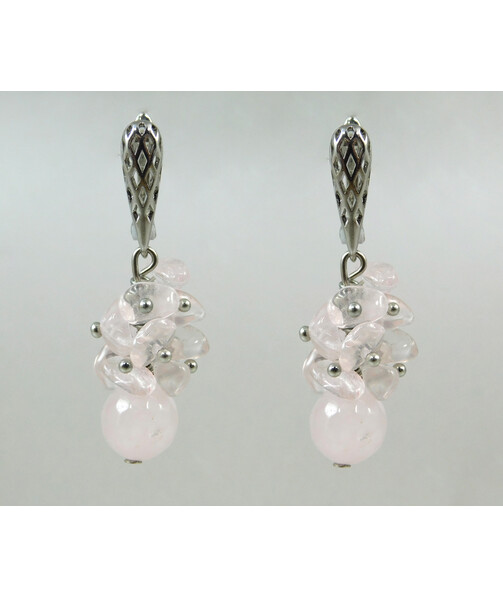 Exclusive earrings "Suzy" Rose quartz face, crumb