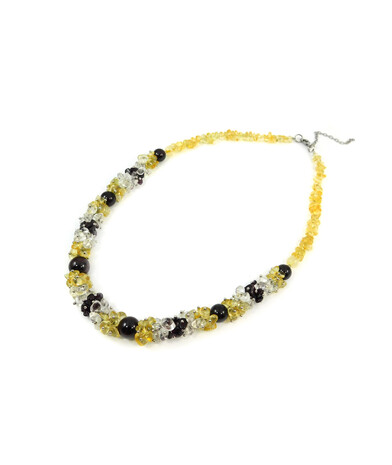 Exclusive necklace "Awakening" Garnet, Citrine, Rock crystal crumb