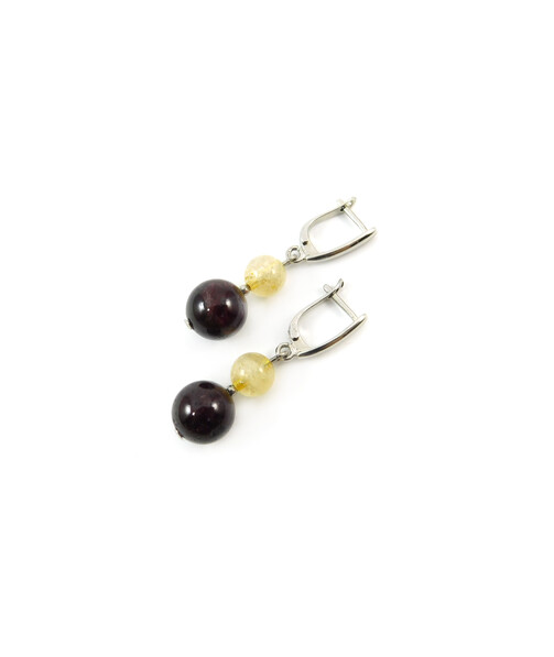 Exclusive earrings "Awakening" Garnet, Citrine