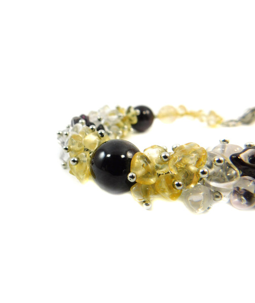 Exclusive bracelet "Awakening" Garnet, Citrine, Rock crystal crumb