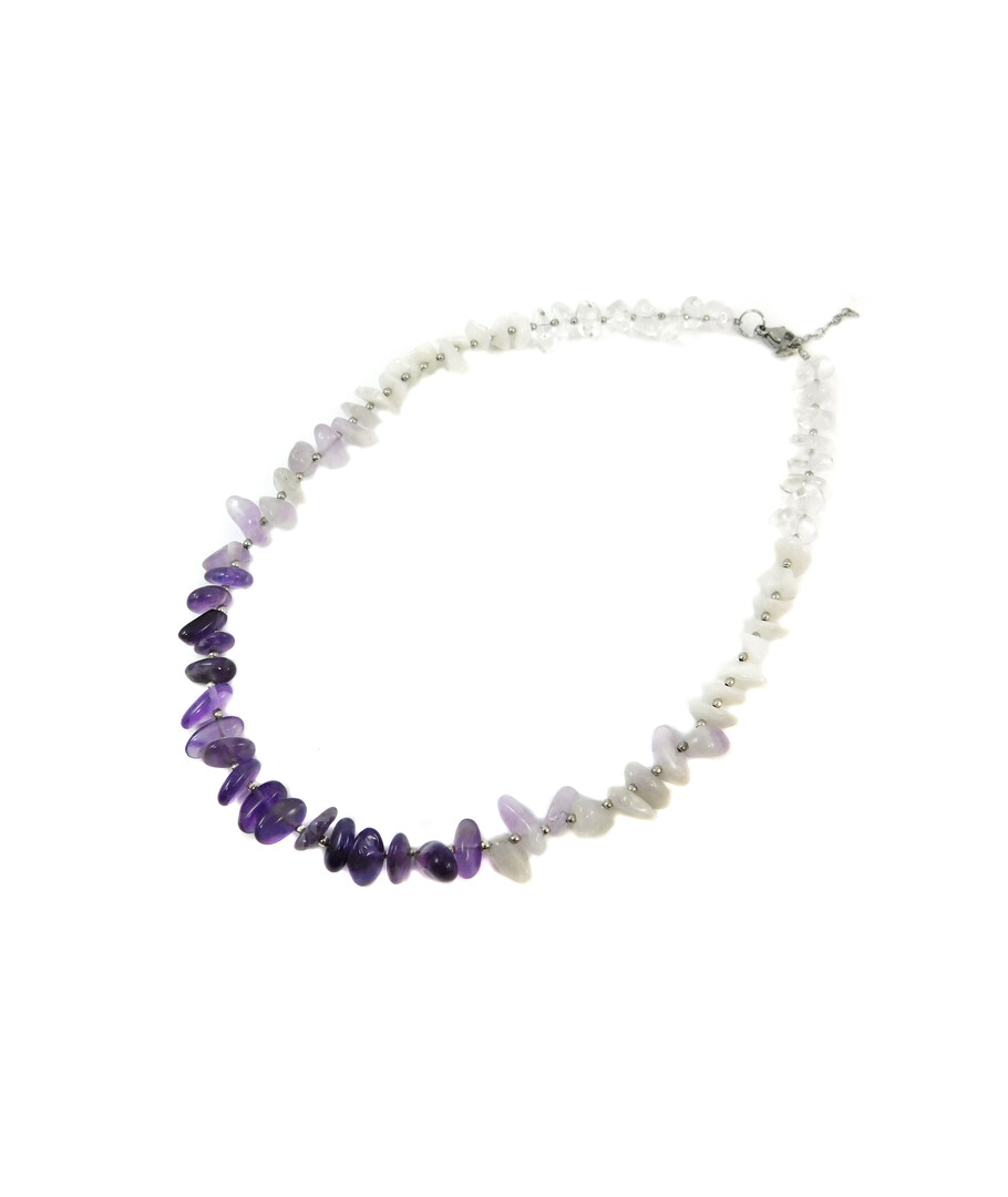 Necklace "Mini" Amethyst, Quartz, Rock crystal crumb