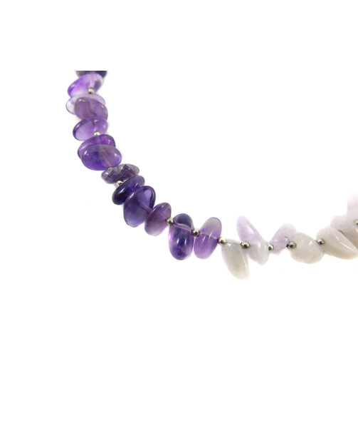 Necklace "Mini" Amethyst, Quartz, Rock crystal crumb