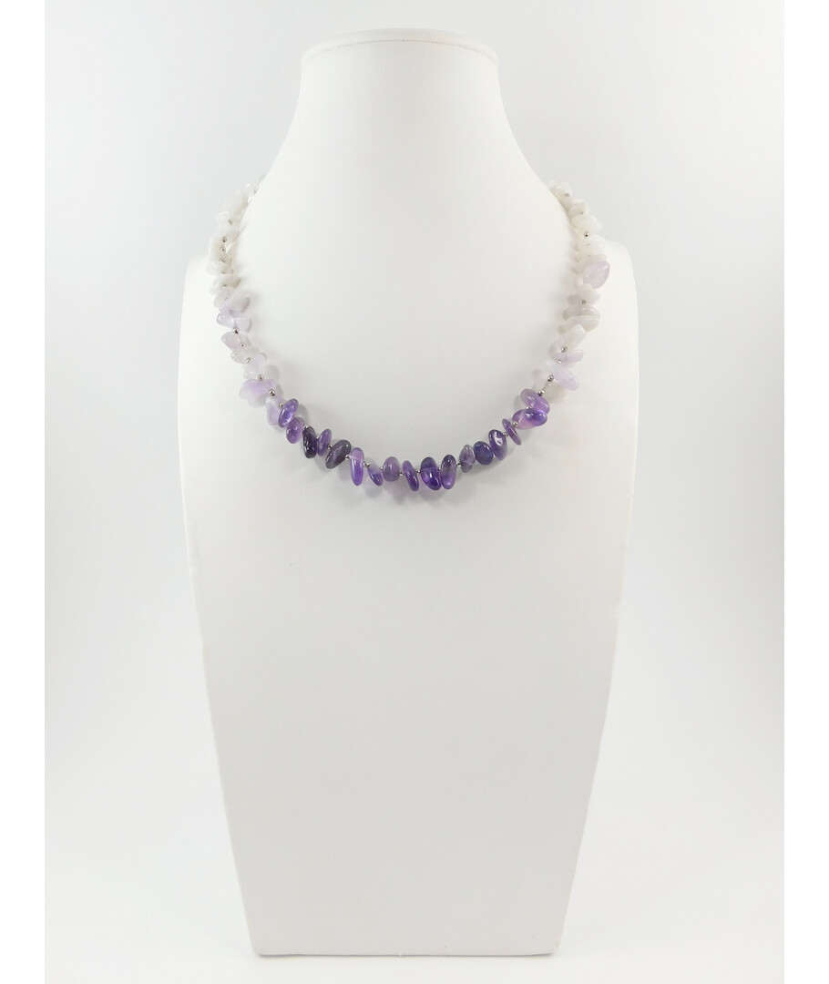 Necklace "Mini" Amethyst, Quartz, Rock crystal crumb