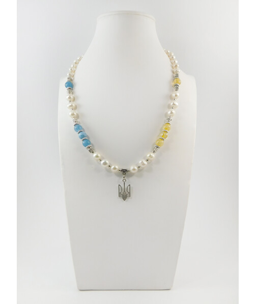 Exclusive necklace "Motherland 2" Aquamarine, Citrine, Pearls