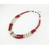 Exclusive necklace &quot;Iris&quot; Pearls, Coral tube, bead, 2 rows