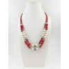 Exclusive necklace &quot;Iris&quot; Pearls, Coral tube, bead, 2 rows