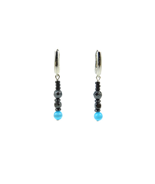 Exclusive earrings "Zlata" Cat's eye, Hematite, rondel, cube