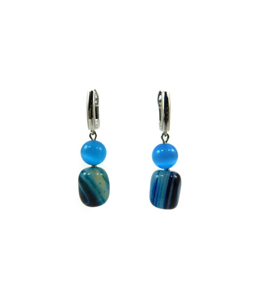 Exclusive earrings Cat's eye, Agate barrel