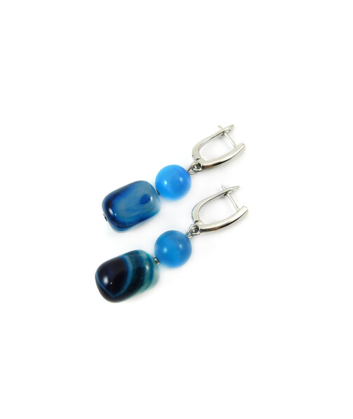 Exclusive earrings Cat's eye, Agate barrel