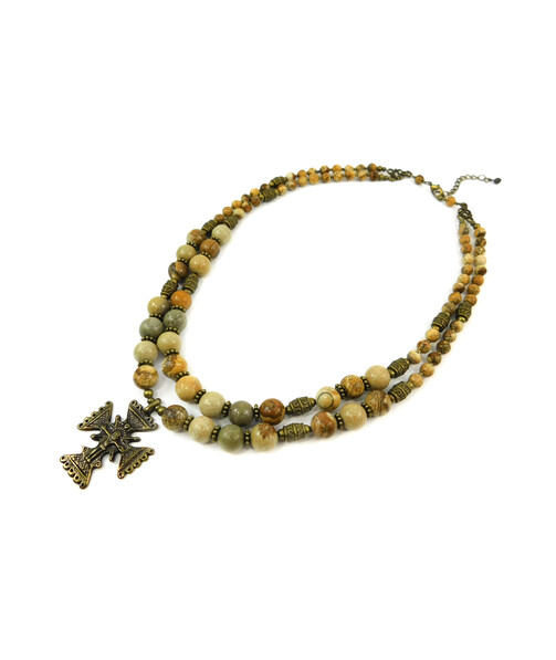 Exclusive necklace "Roma" Jasper, 2 rows