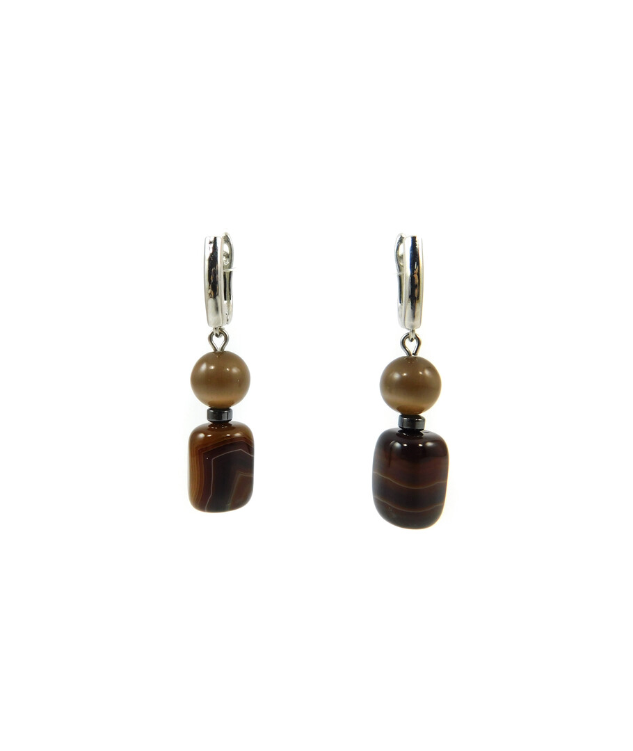 Exclusive earrings Cat's eye, Agate barrel