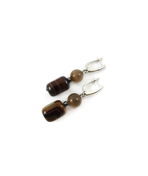 Exclusive earrings Cat's eye, Agate barrel