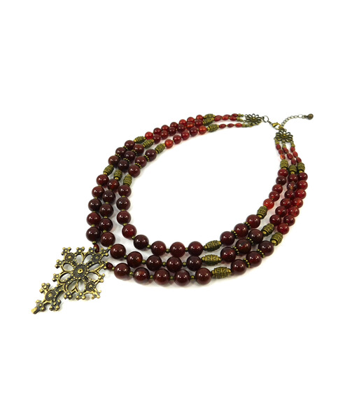 Exclusive necklace "Doris" Carnelian, 3 rows