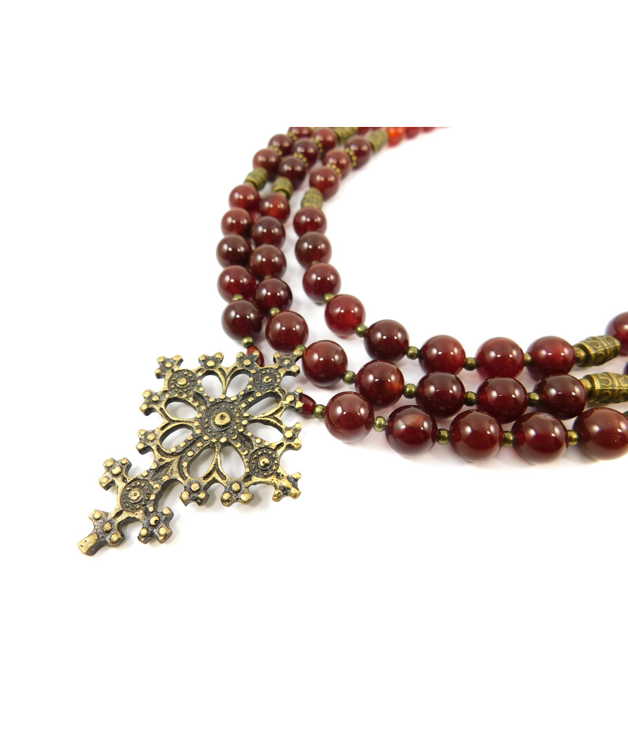 Exclusive necklace "Doris" Carnelian, 3 rows